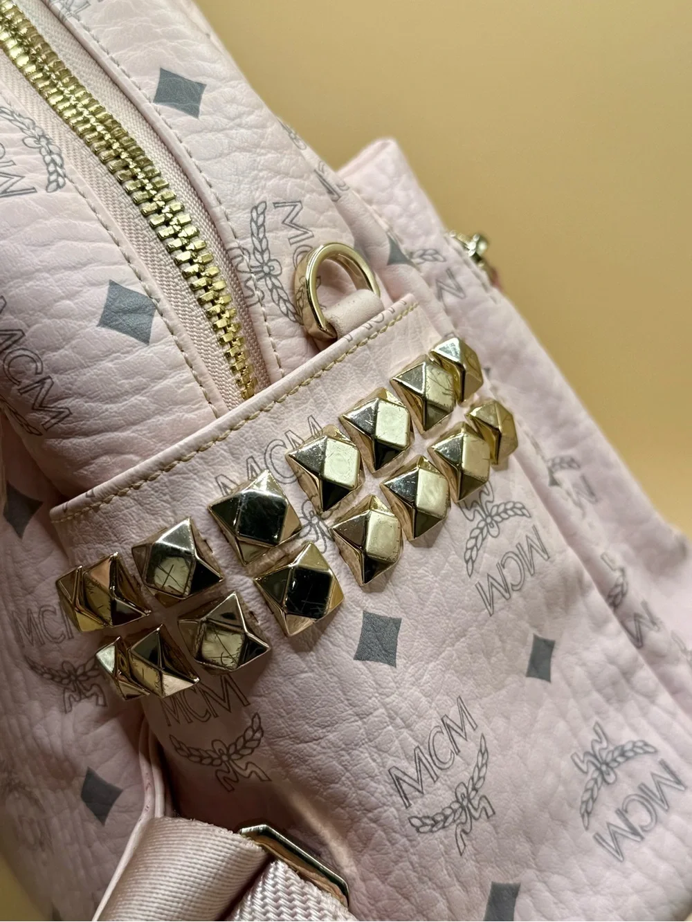 MCM Stark Side Studs Backpack | Visetos Soft Pink Pre-Owned